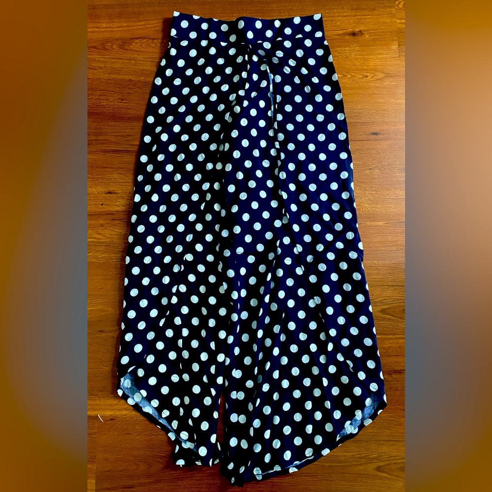 See You Monday Beach Vacation Summer Navy & White Polkadots. Size Small